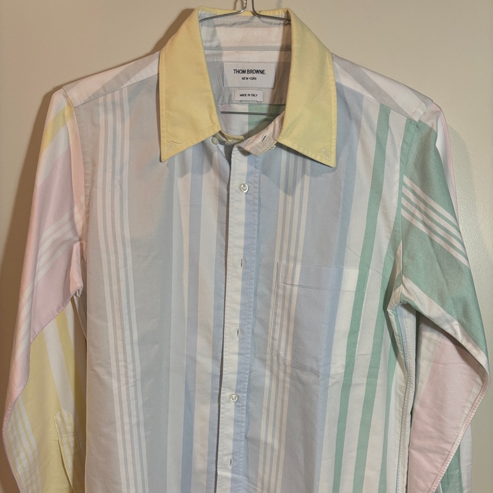 Thom Browne Multi Colored Oxford Pastel Striped Shirt - Like New - S